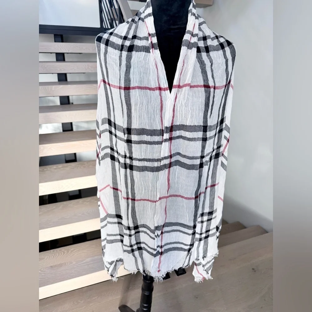 Plaid Fringe Scarf 69*27 100% viscose